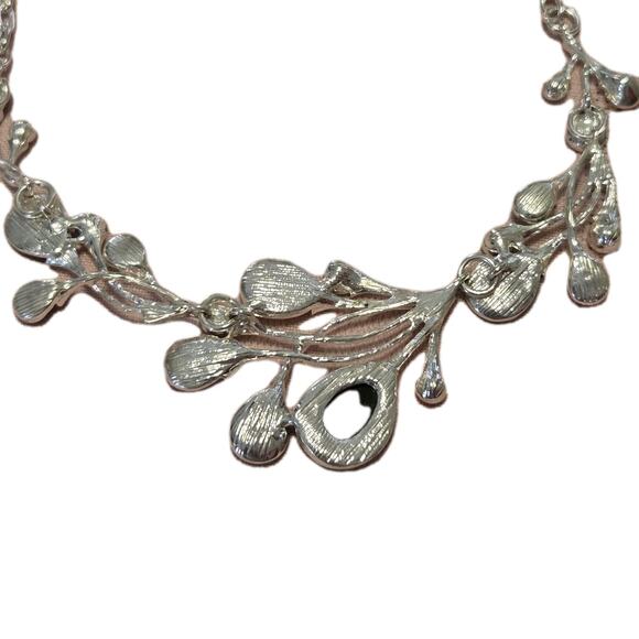 Vtg Abalone Necklace Earring Set Silvertone Pink Abstract 3D Balloons Romance - Picture 7 of 12